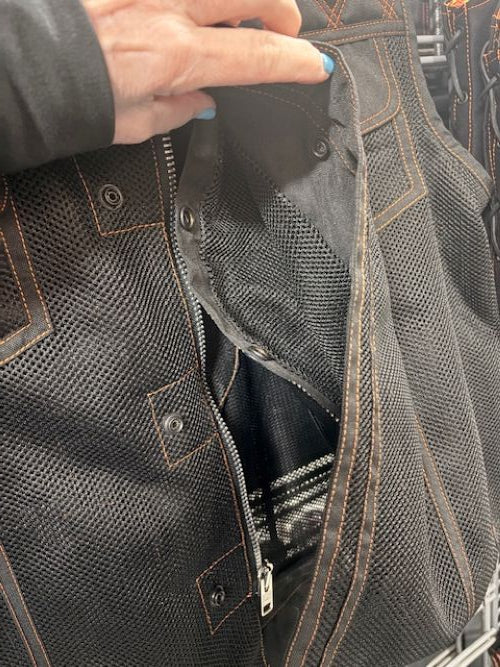 Men's Black Mesh Vest W/Orange Stitching a - Let the Air Flow - MeshPSOrg