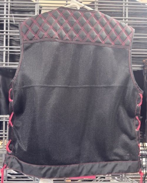 Men's Black Mesh Vest W/Red Stitching a - Let the Air Flow - MeshSLRed