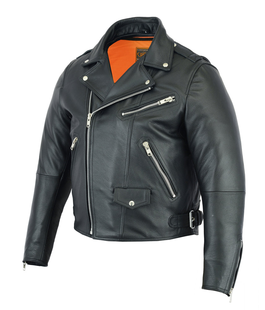 DS Men's Modern Full Cut Beltless Biker Jacket - Black