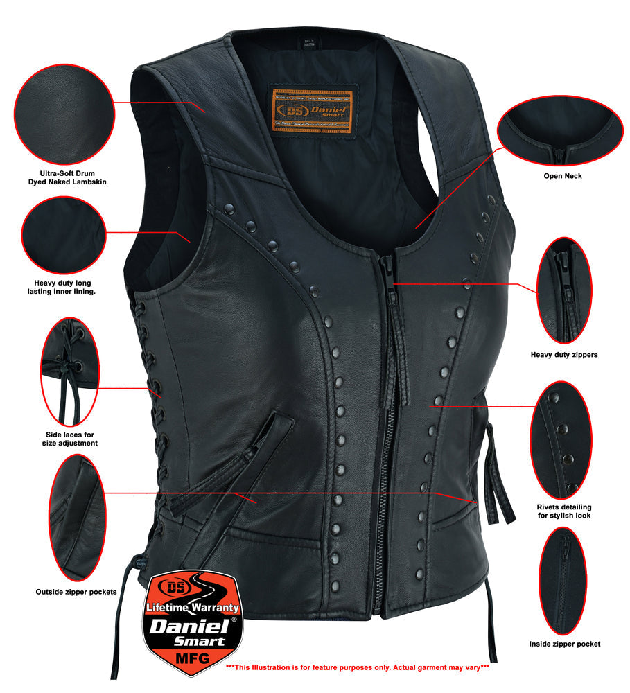 DS Women's Lightweight Vest with Rivets Detailing