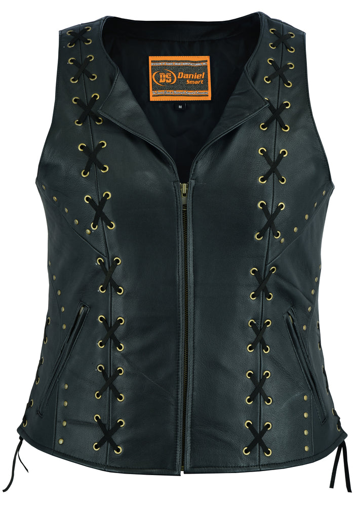 DS Women's Zippered Vest with Lacing Details