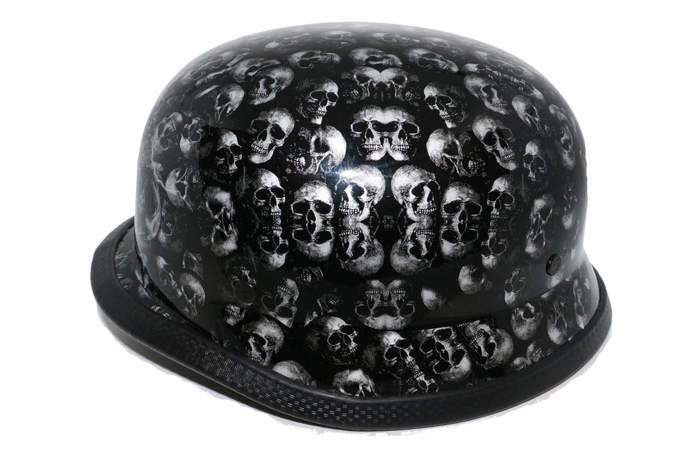 H81 Novelty German Grey Skull Gloss Black - NON DOT