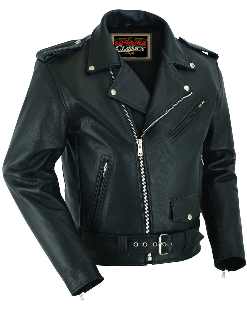 Super Arnold Men’s Black Leather Jacket – Retro Design