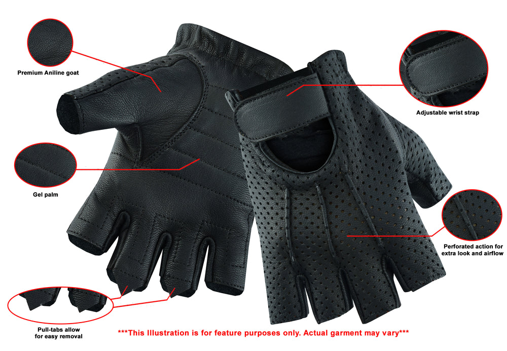 DS Women's Tough Perforated Fingerless Glove