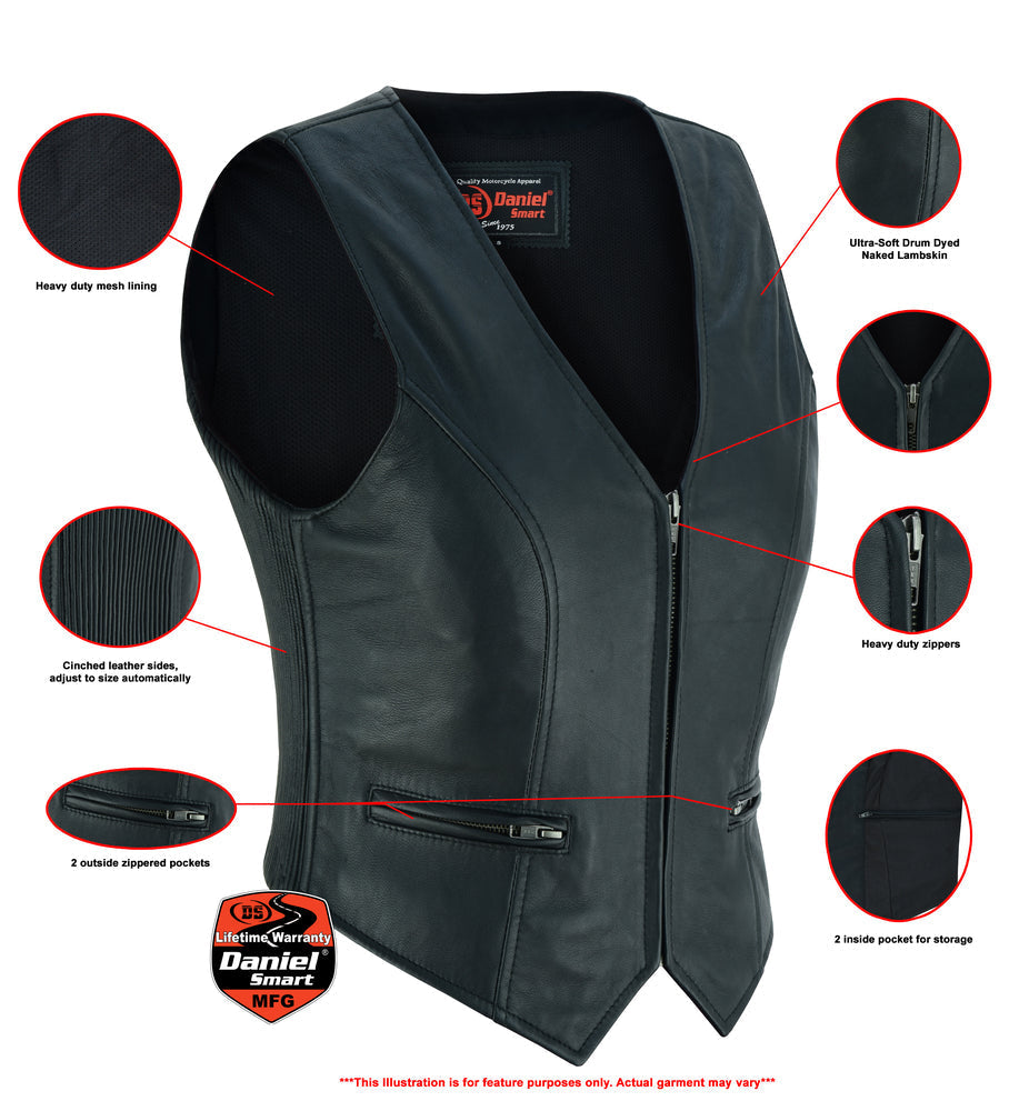 DS Women's Stylish Lightweight Zipper Front Vest