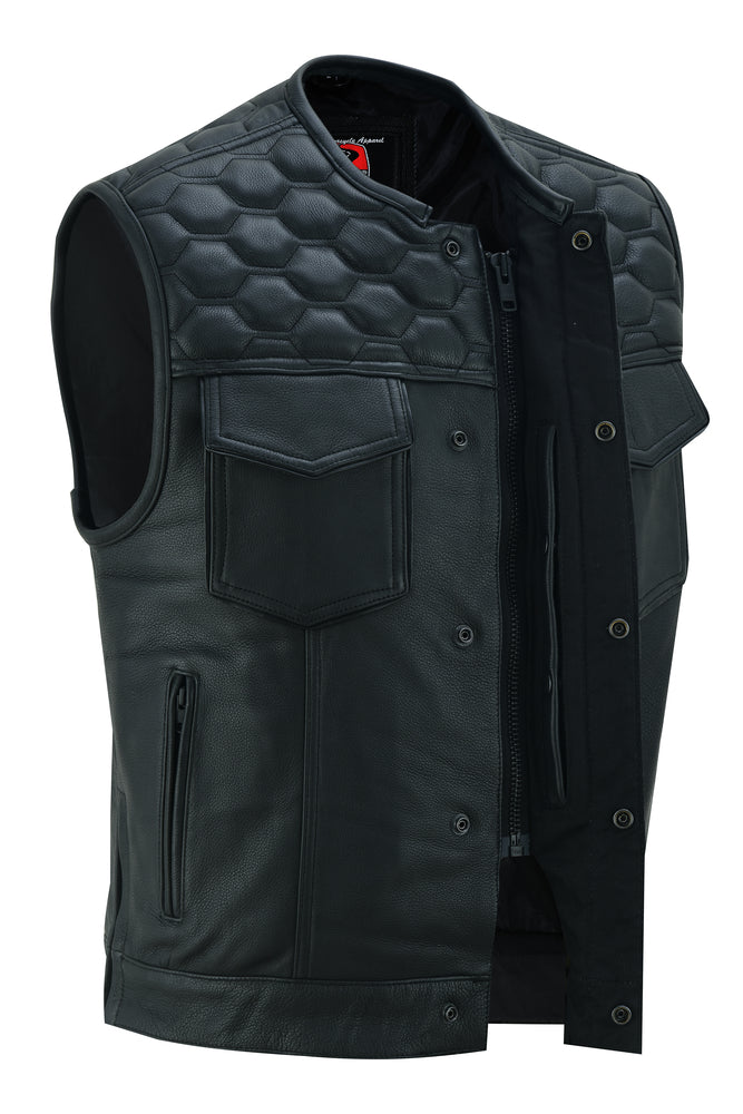DS Black Horse Men's Leather Motorcycle Vest