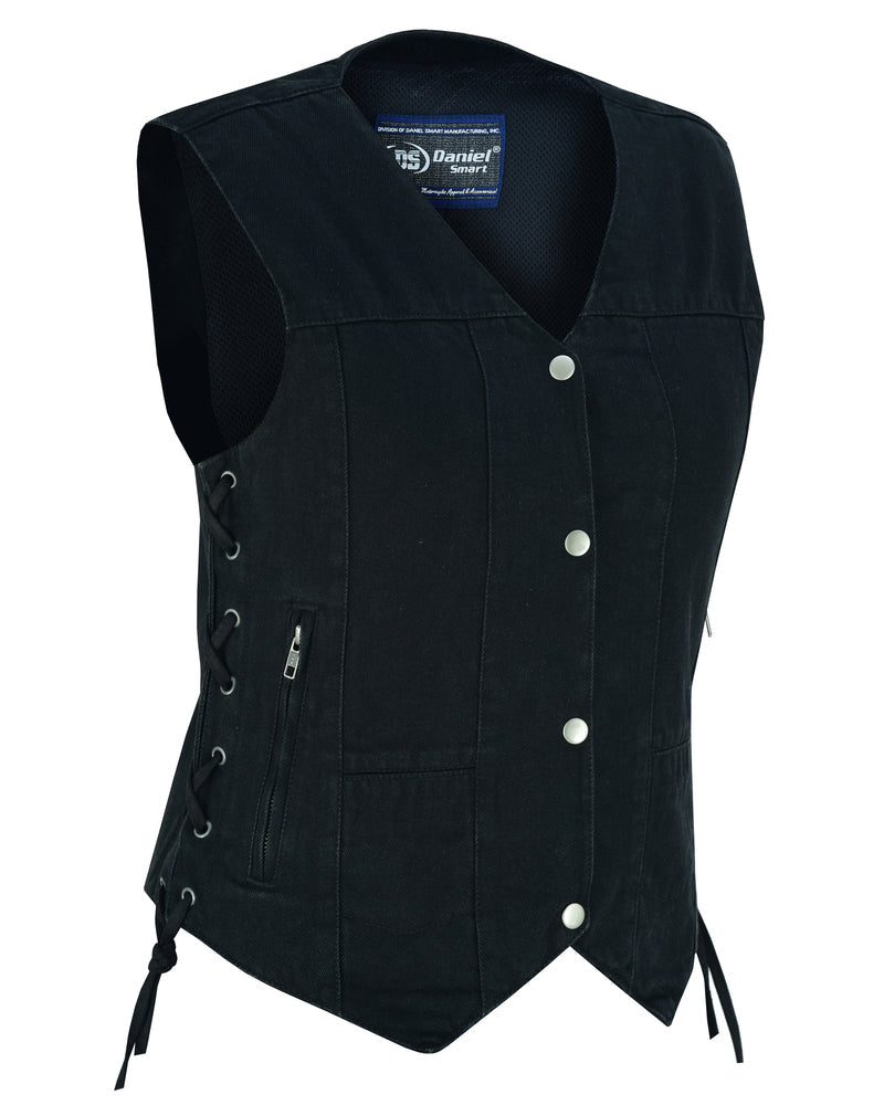 DM Women's 6 Pocket Denim Utility Vest - Black