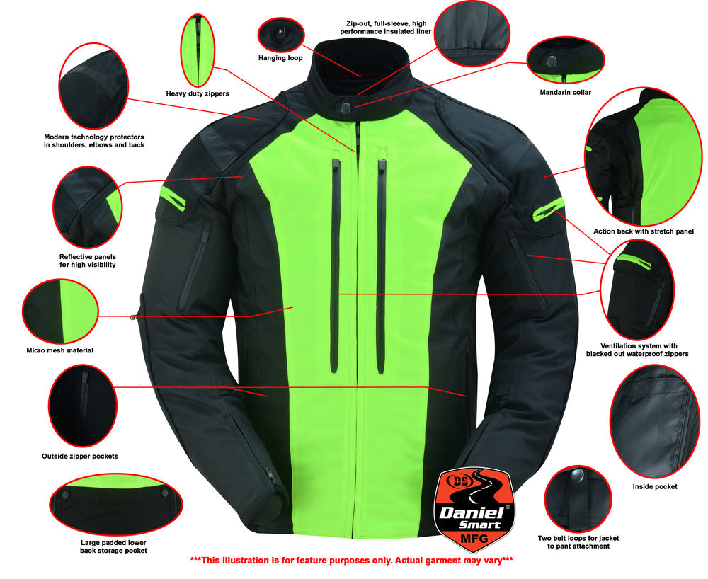 DS Hi-Viz blast Micro Mesh Mens Motorcycle Jacket – Lightweight