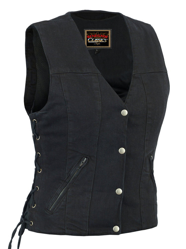 Daisy Ladies Black Denim Vest