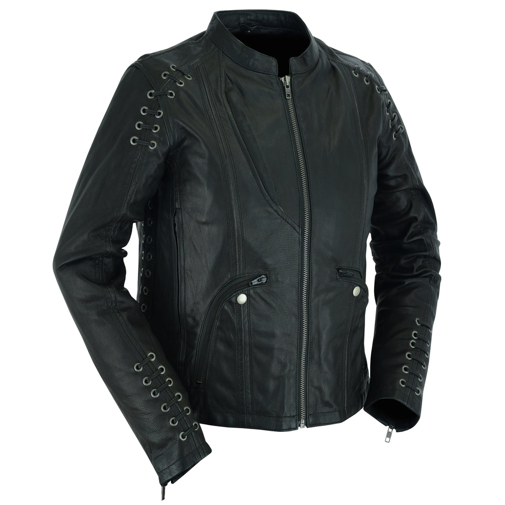 DS Women's Stylish Jacket with Grommet and Lacing Accents