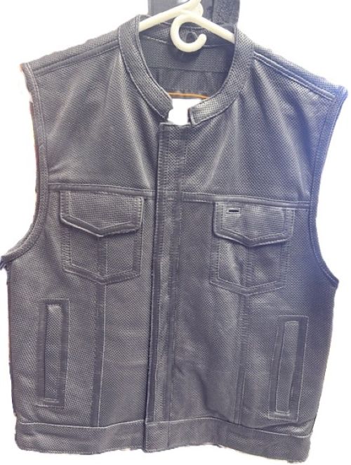 Men's Perforated Club Style Leather Vest - Perf