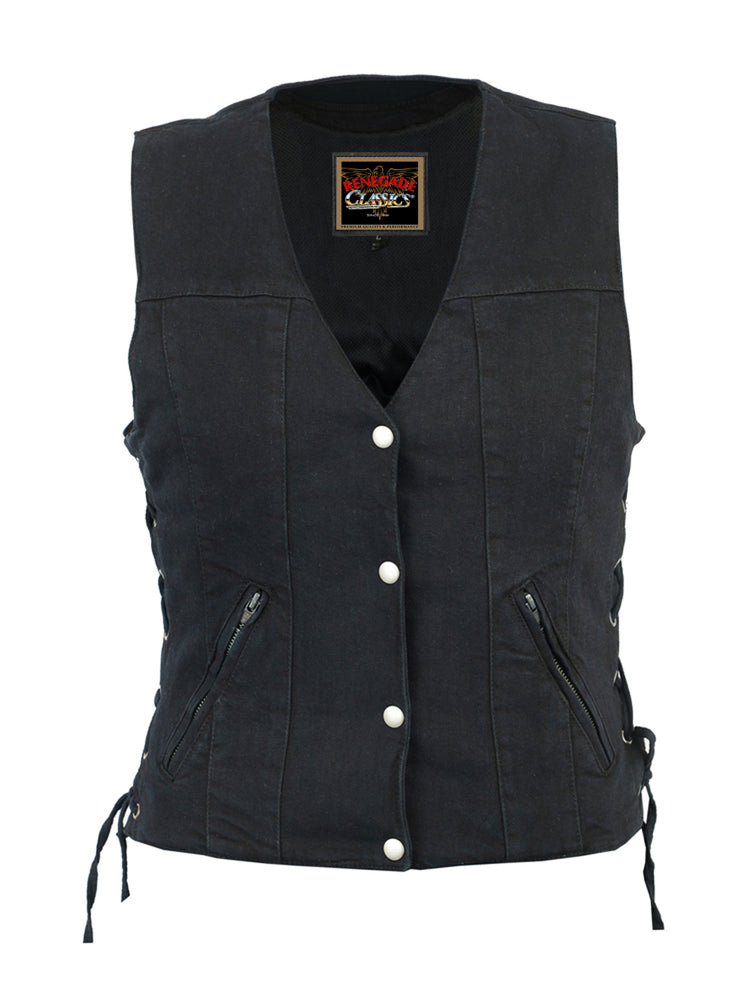 Daisy Ladies Black Denim Vest