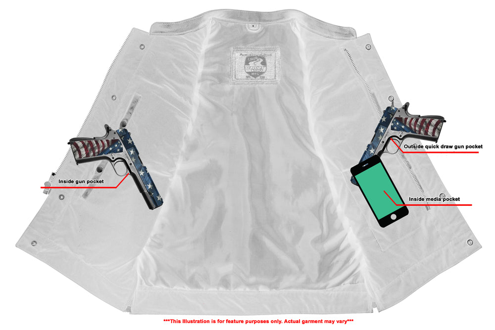 DS Black Horse Men's Leather Motorcycle Vest