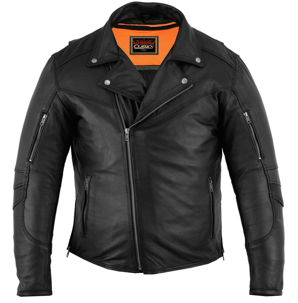 Black Speed Men’s Motorcycle Leather Jacket  – Smart Access Pocket