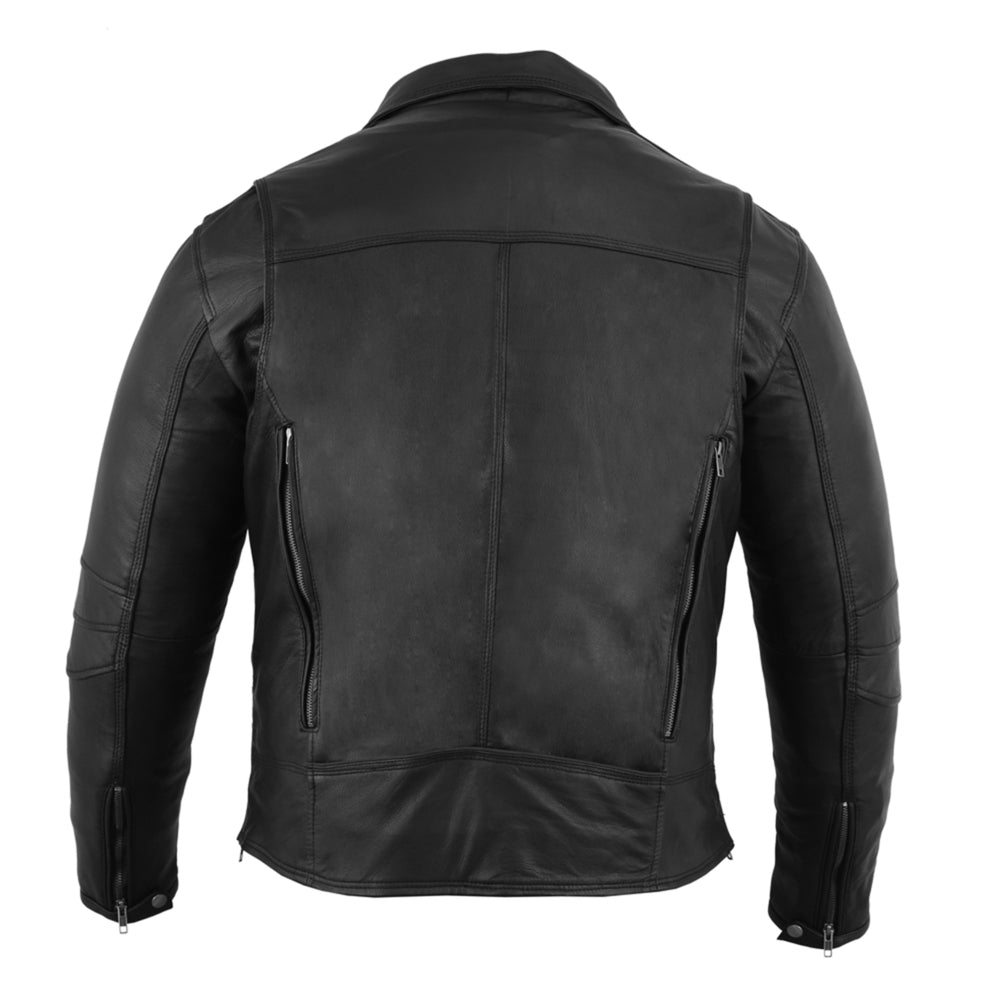 Black Speed Men’s Motorcycle Leather Jacket  – Smart Access Pocket