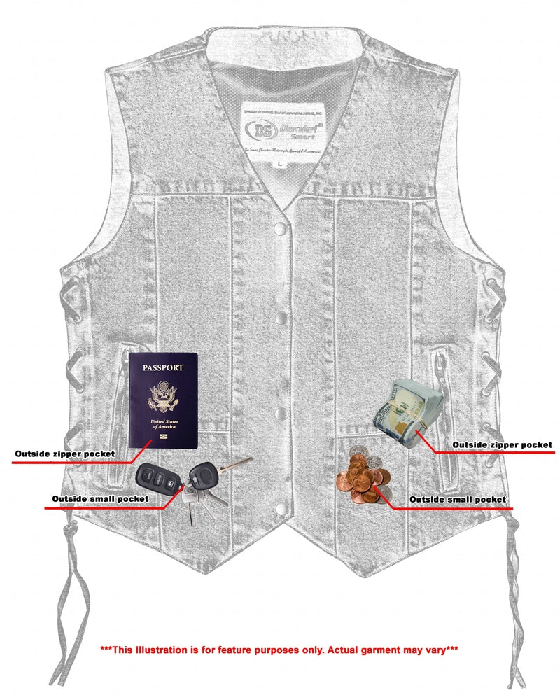 DM Women's 6 Pocket Denim Utility Vest - Blue