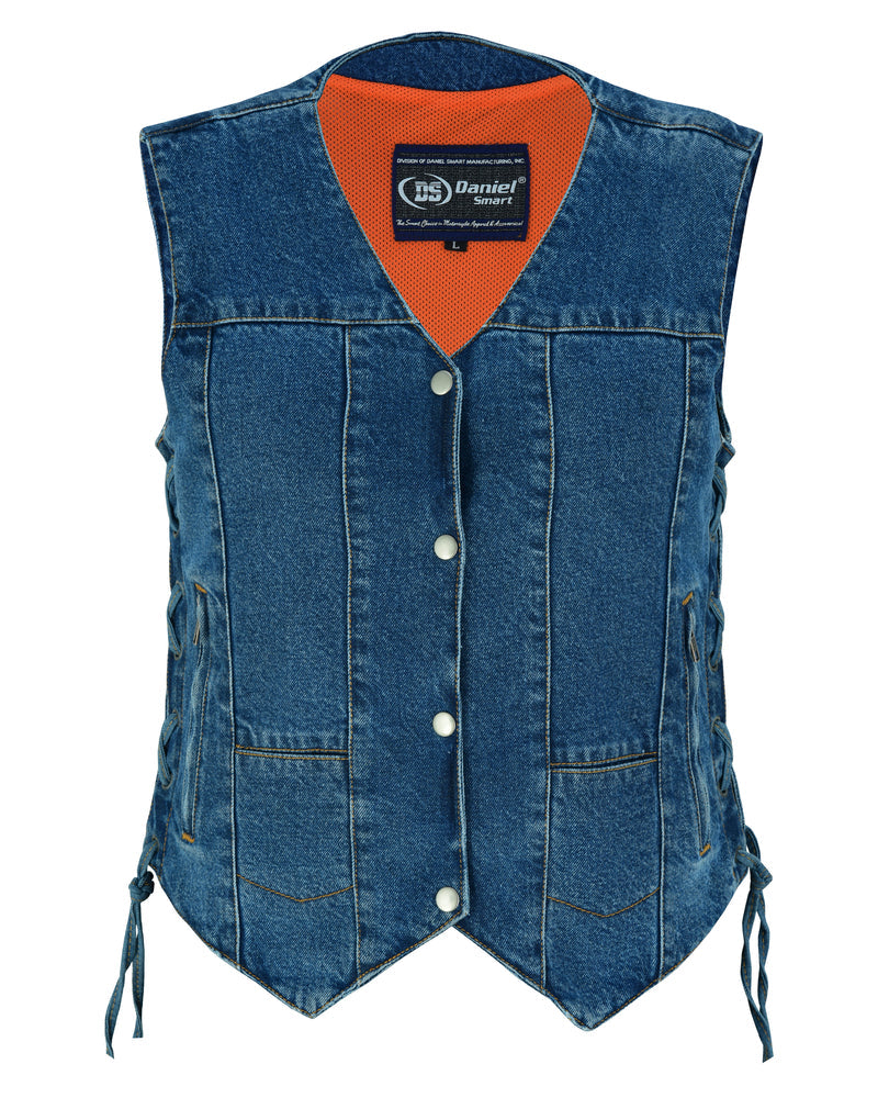 DM Women's 6 Pocket Denim Utility Vest - Blue