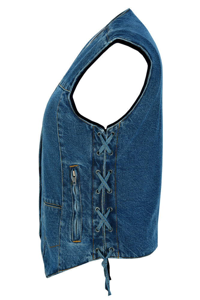 DM Women's 6 Pocket Denim Utility Vest - Blue