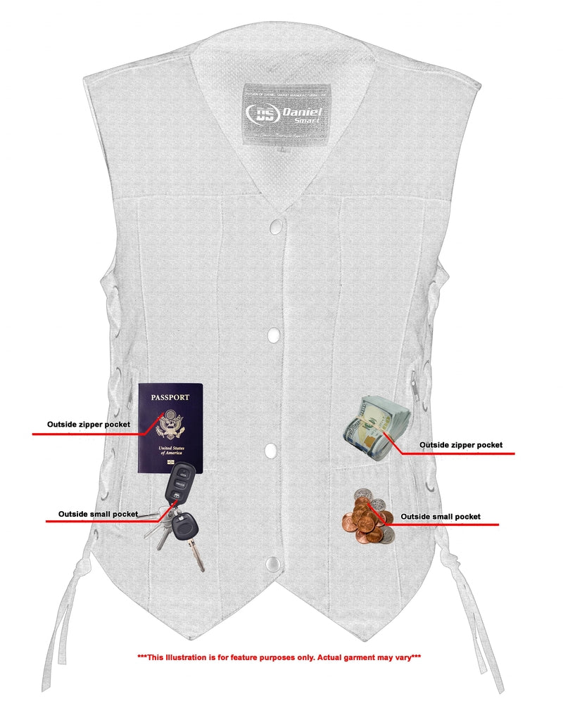 DM Women's 6 Pocket Denim Utility Vest - Black