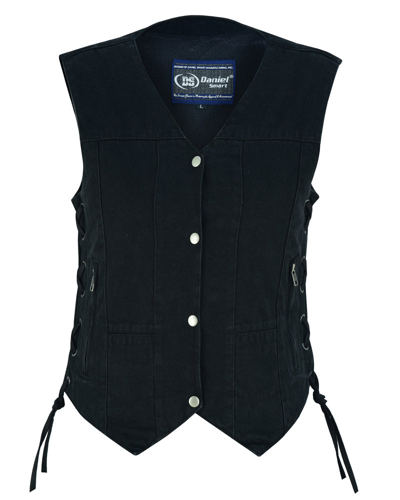 DM Women's 6 Pocket Denim Utility Vest - Black
