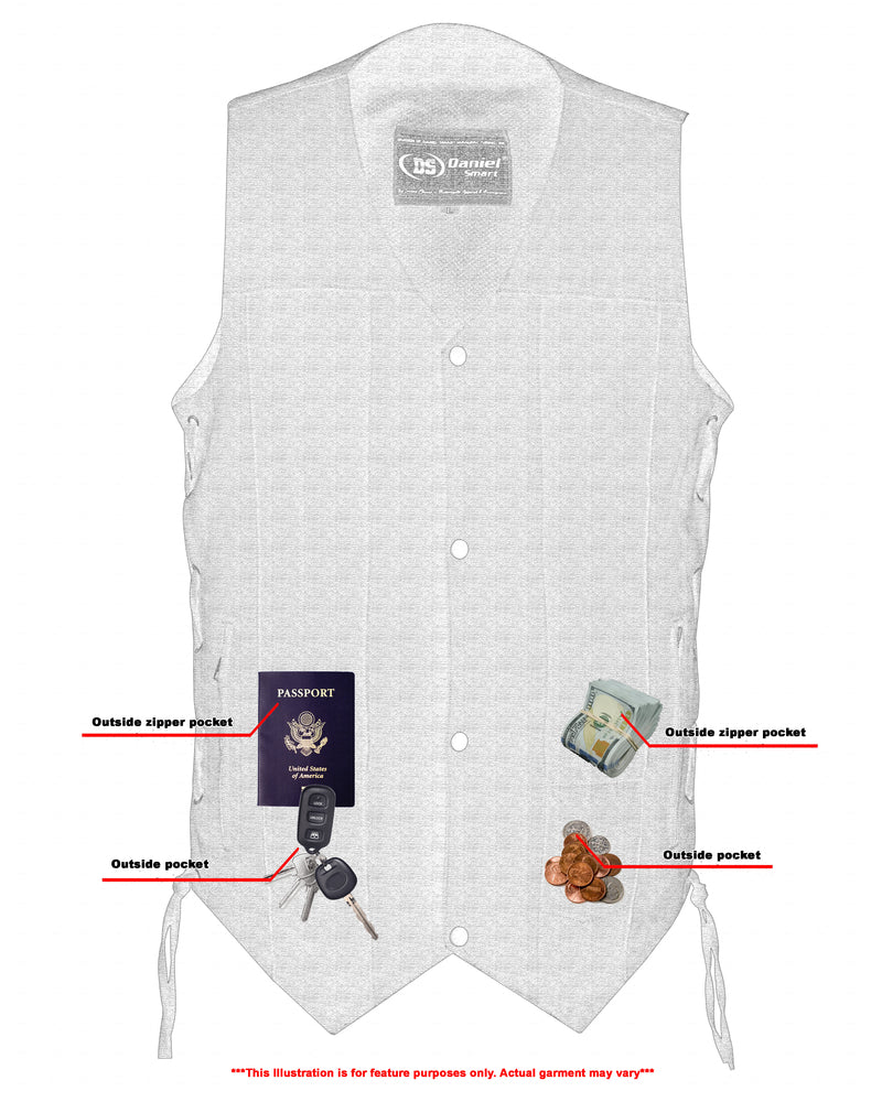 DM Men's Ten Pocket Denim Utility Vest - TALL