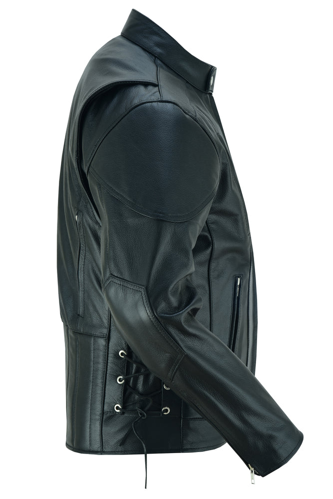 AM Knucklehead Premium Black Men’s Leather Motorcycle Jacket