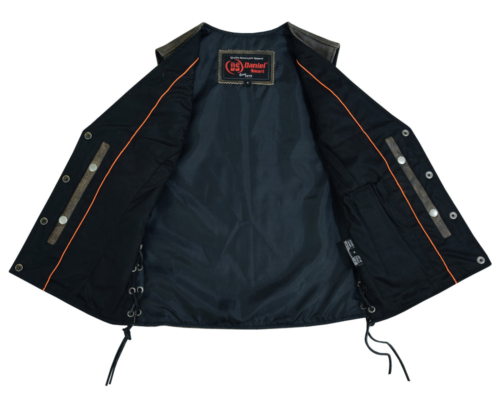 DS Women's Antique Brown Single Back Panel Concealed Carry Vest