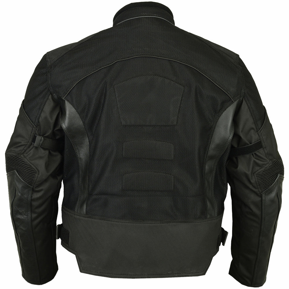 DS Mens Leather & Mesh Motorcycle Jacket  – Waterproof Liner