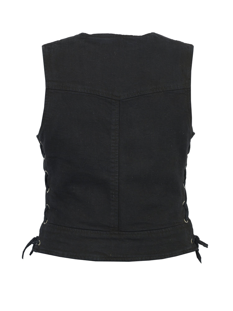 DM Women's Stylish Black Denim Vest