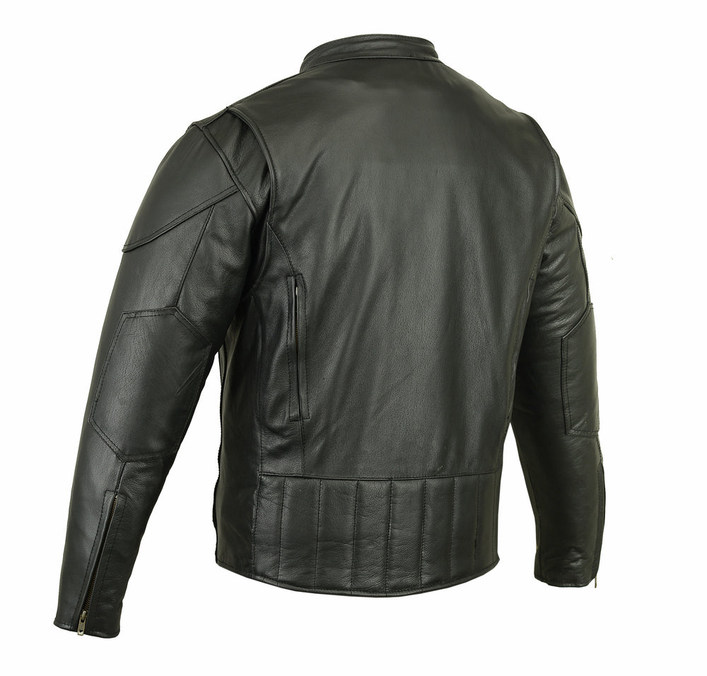 DS Men’s Black Vented Motorcycle Jacket with Plain Sides