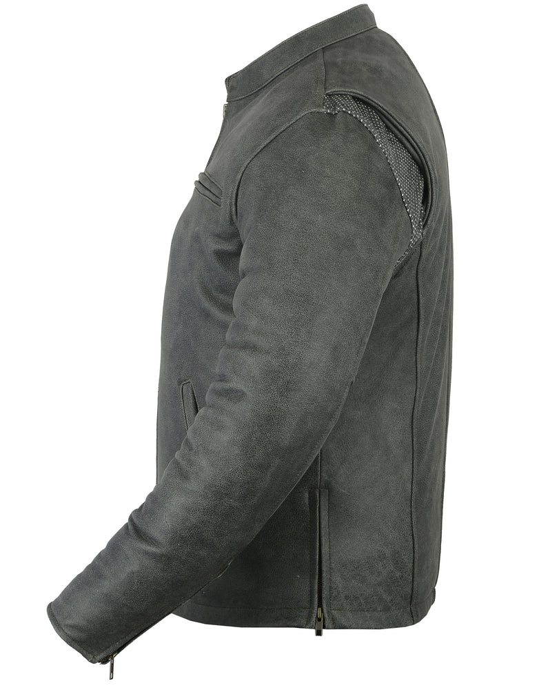 DS Men’s Sporty Gray Leather Cruiser Jacket