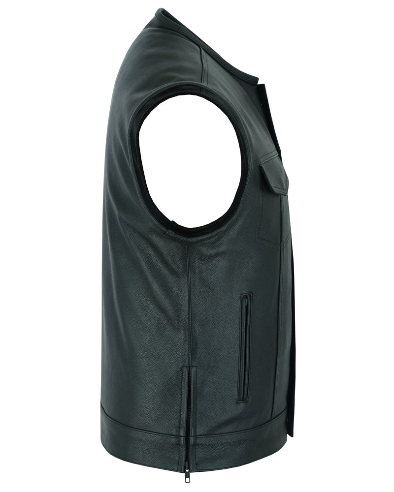 DS Eclipse Black Motorcycle Vest - Hidden Smart Access Pockets & Durable Lining