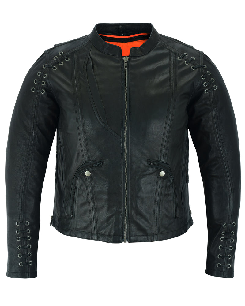 DS Women's Stylish Jacket with Grommet and Lacing Accents