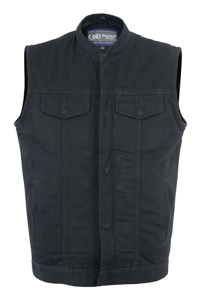 DM Men's Black Denim Single Back Panel Concealment Vest w/Rem