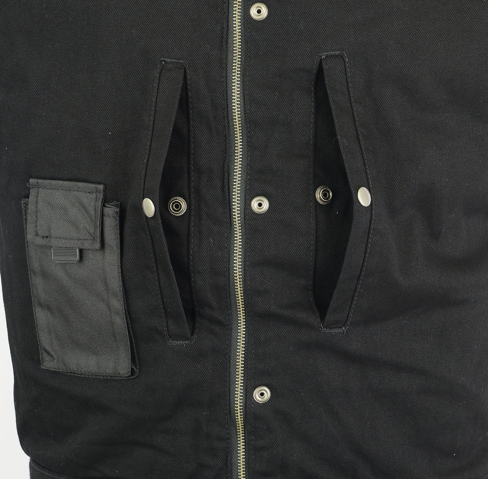 DM Men's Black Denim Single Back Panel Concealment Vest w/Rem