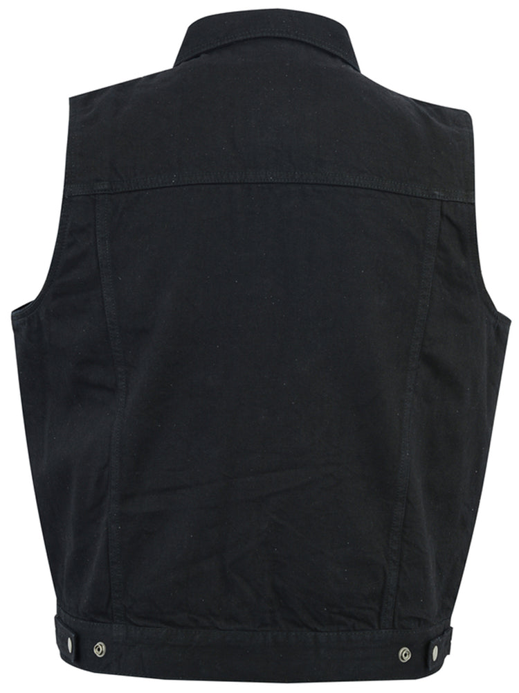 DM Snap Front Men's Denim Motorcycle Vest  - Black