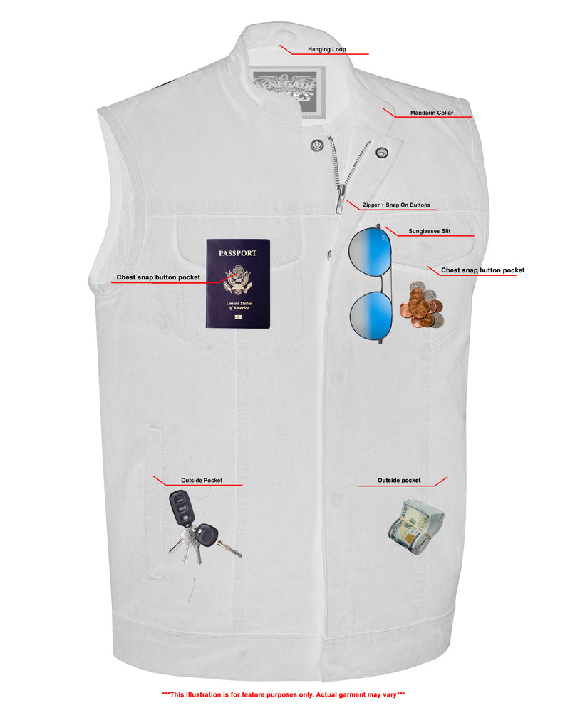 Weston Black Men's Denim Motorcycle Vest – Single Panel Back