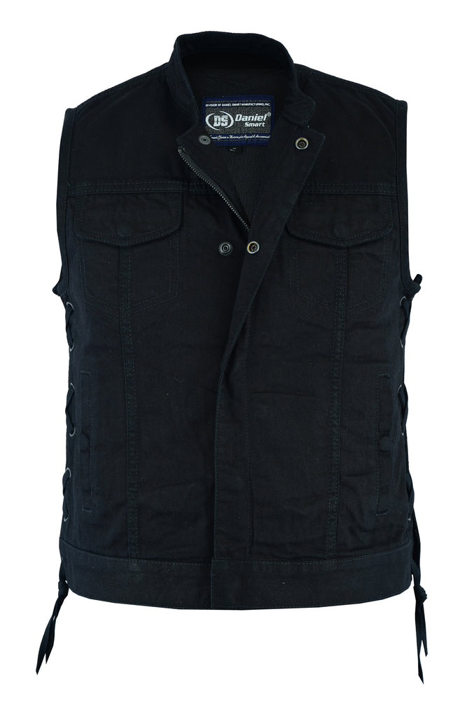 DM Women's Advance Side Laces Black Construction Denim Vest