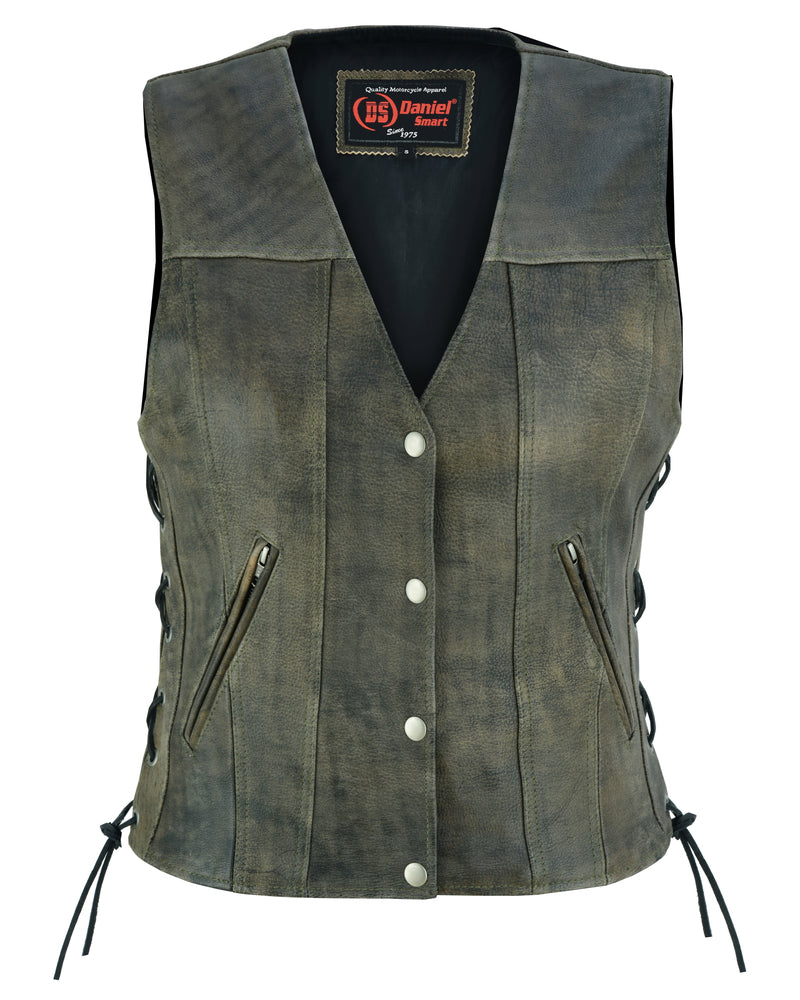 DS Women's Antique Brown Single Back Panel Concealed Carry Vest