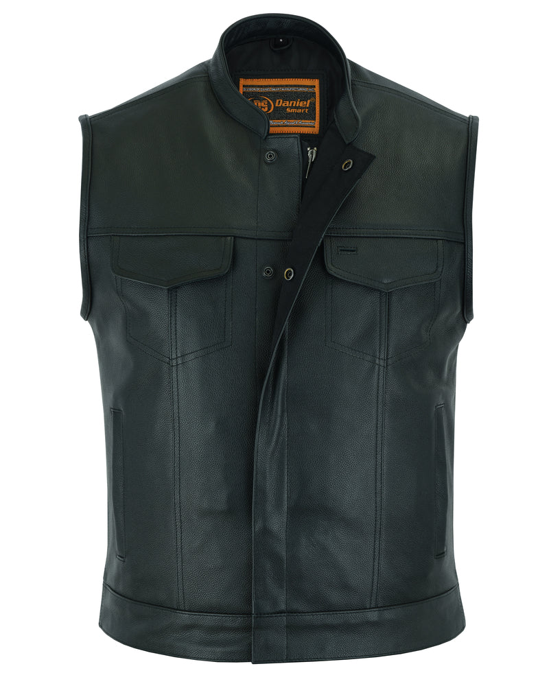 DS Blackhawk Scoop Collar Men's Motorcycle Vest - Smart Access Pocket & Hidden Zipper