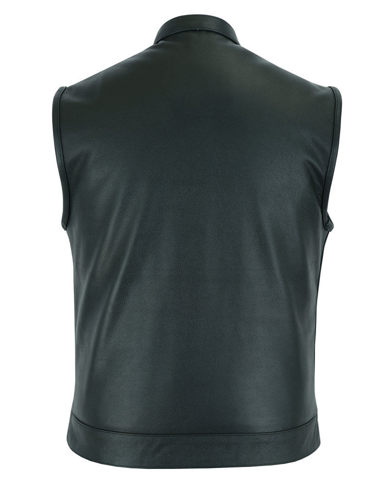 DS Blackhawk Scoop Collar Men's Motorcycle Vest - Smart Access Pocket & Hidden Zipper