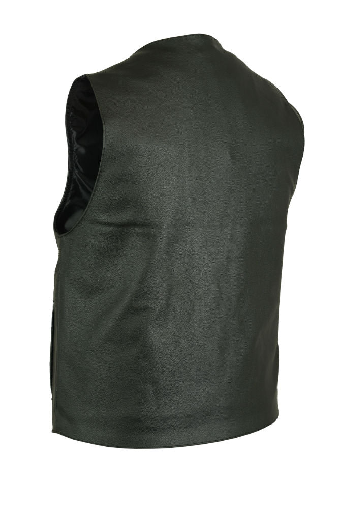 DS Men's Milled Single Back Panel Leather  Vest - Black
