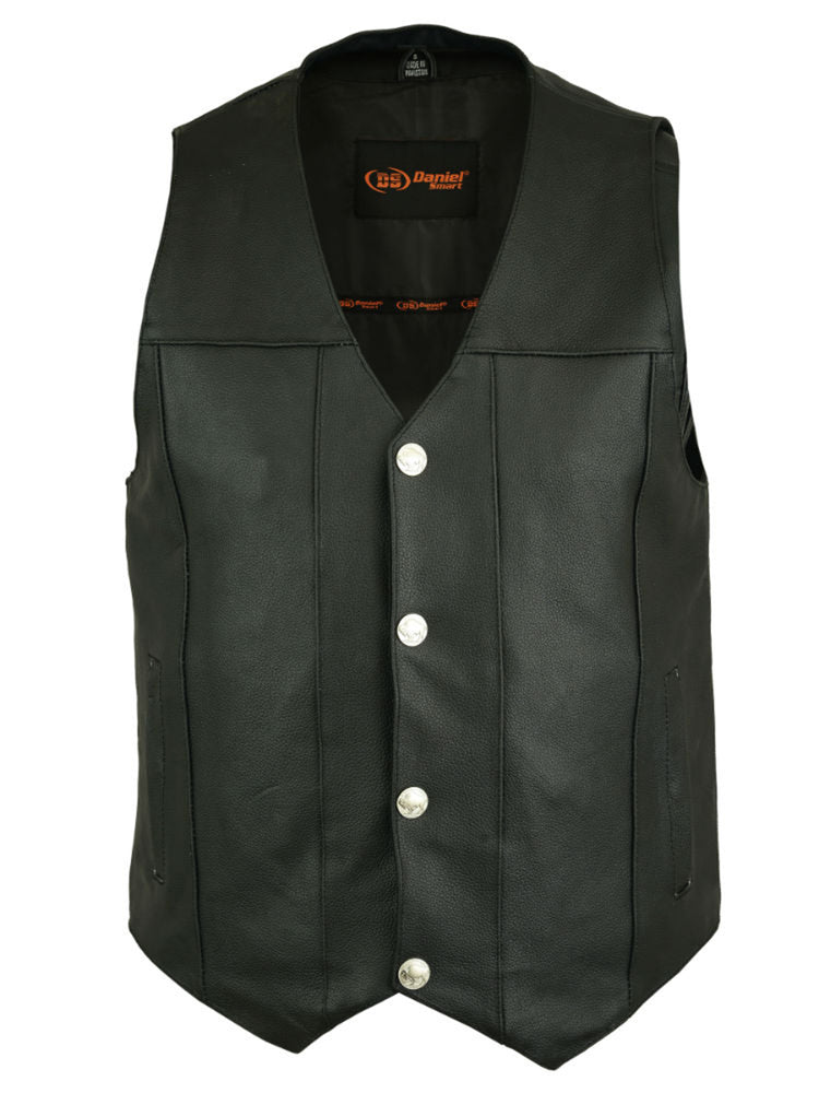 DS Men's Milled Single Back Panel Leather  Vest - Black