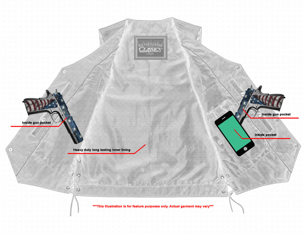 Hawk Men's Classic Black Leather Motorcycle Vest