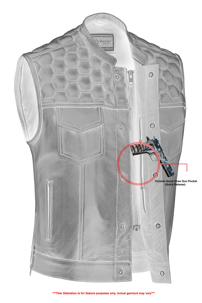 DS Whiskey Men's Motorcycle Leather Vest - Black