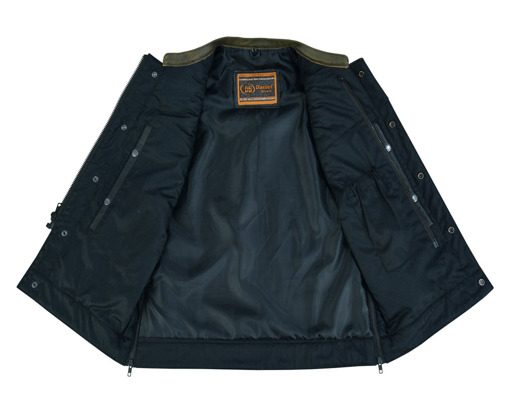 DS Whiskey Men's Motorcycle Leather Vest - Black