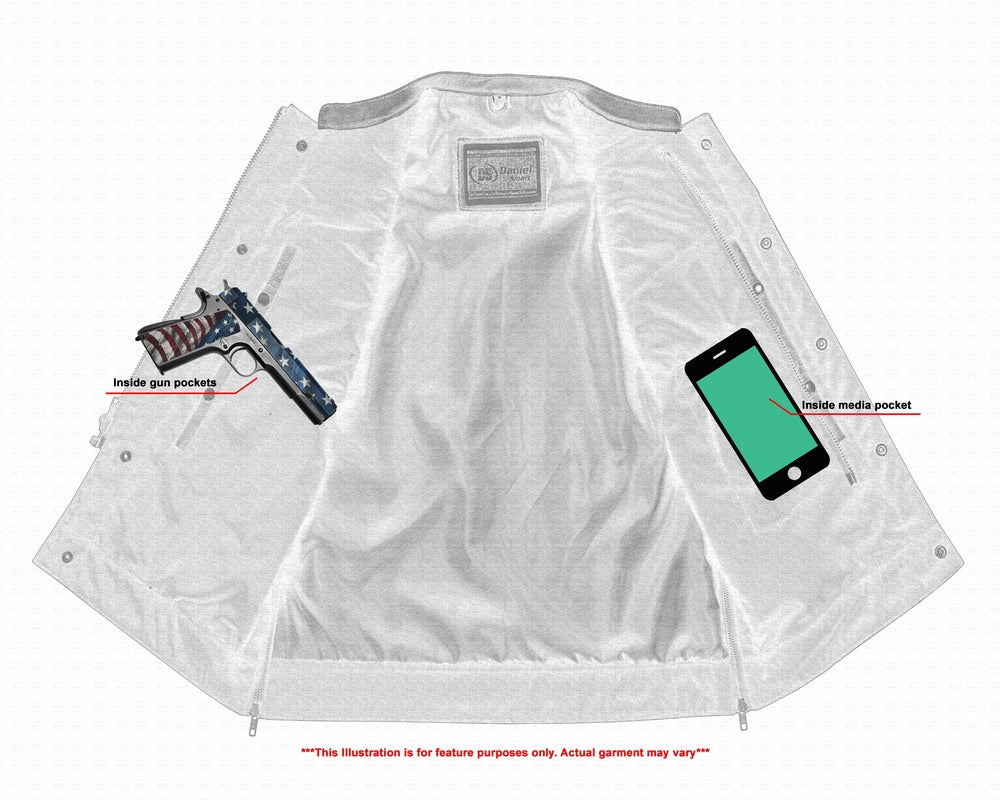 DS Whiskey Men's Motorcycle Leather Vest - Black