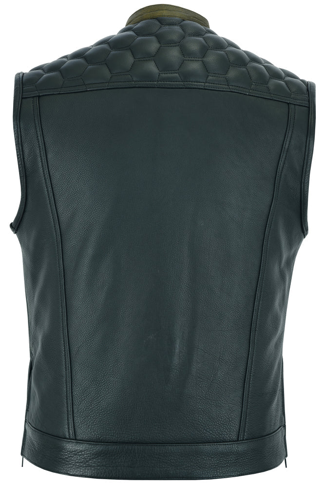 DS Whiskey Men's Motorcycle Leather Vest - Black