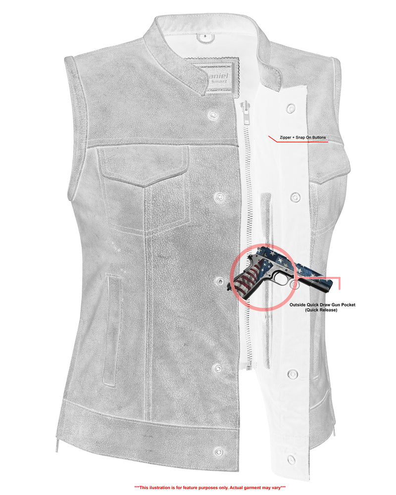 DS  Women's Premium Single Back Panel Concealment Vest - GRAY