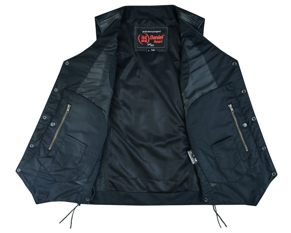 DS Men's Ten Pocket Utility Black Vest - TALL